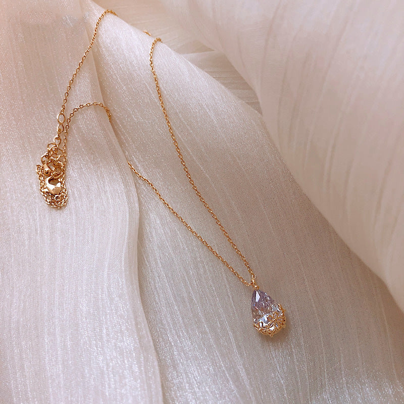18K Water Droplet Pendant + Earrings