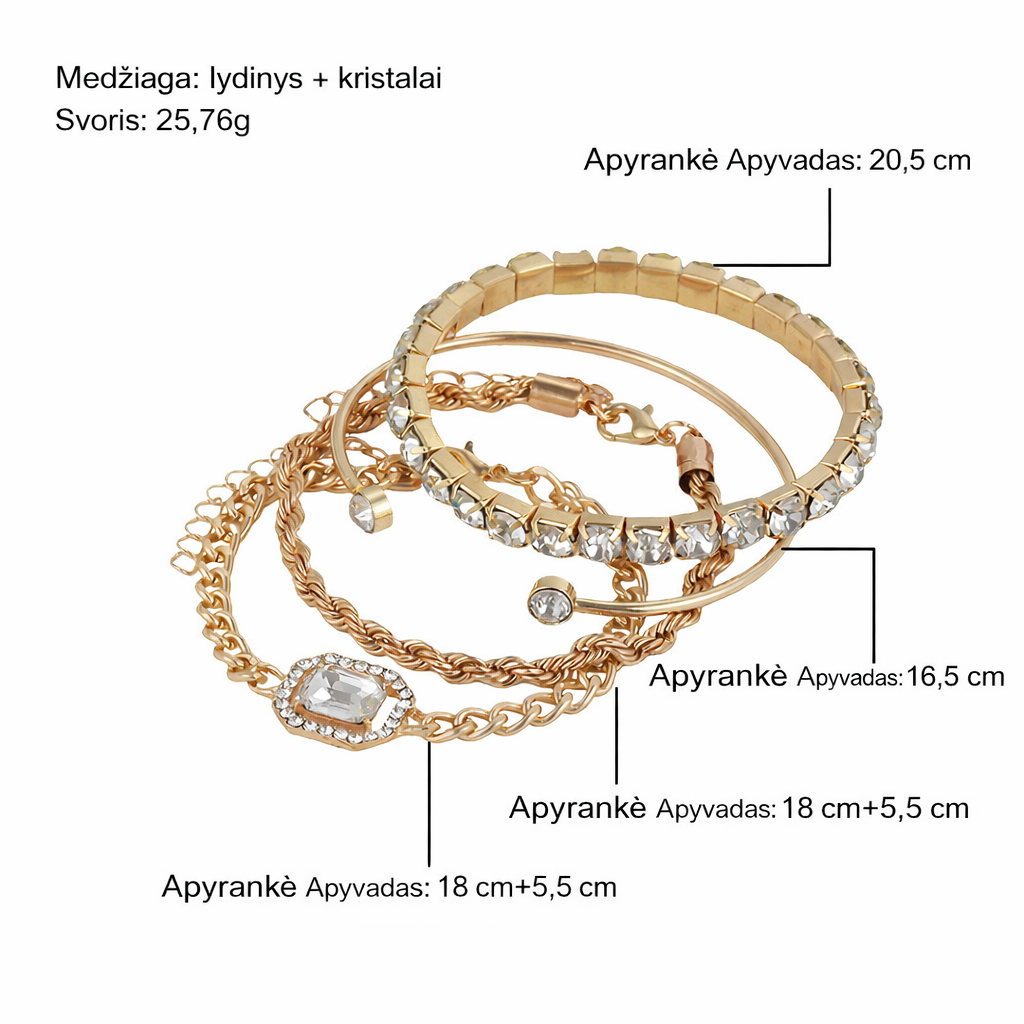 4 Piece Crystal Elegance Bracelet Set